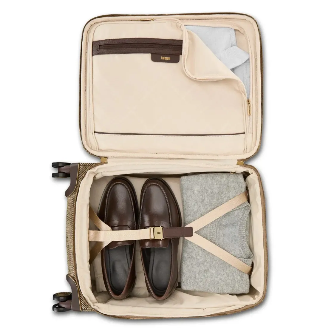 New Hartmann Tweed Domestic Carry On Spinner Natural Tweed
