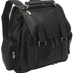 Clearance Piel Leather Double Loop Flap Over Laptop Backpack