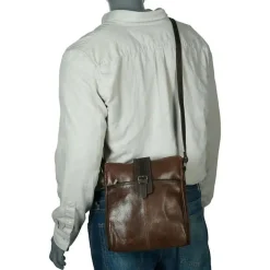 New Piel Leather Piel Vintage Leather Slim Tablet Shoulder Bag Brown