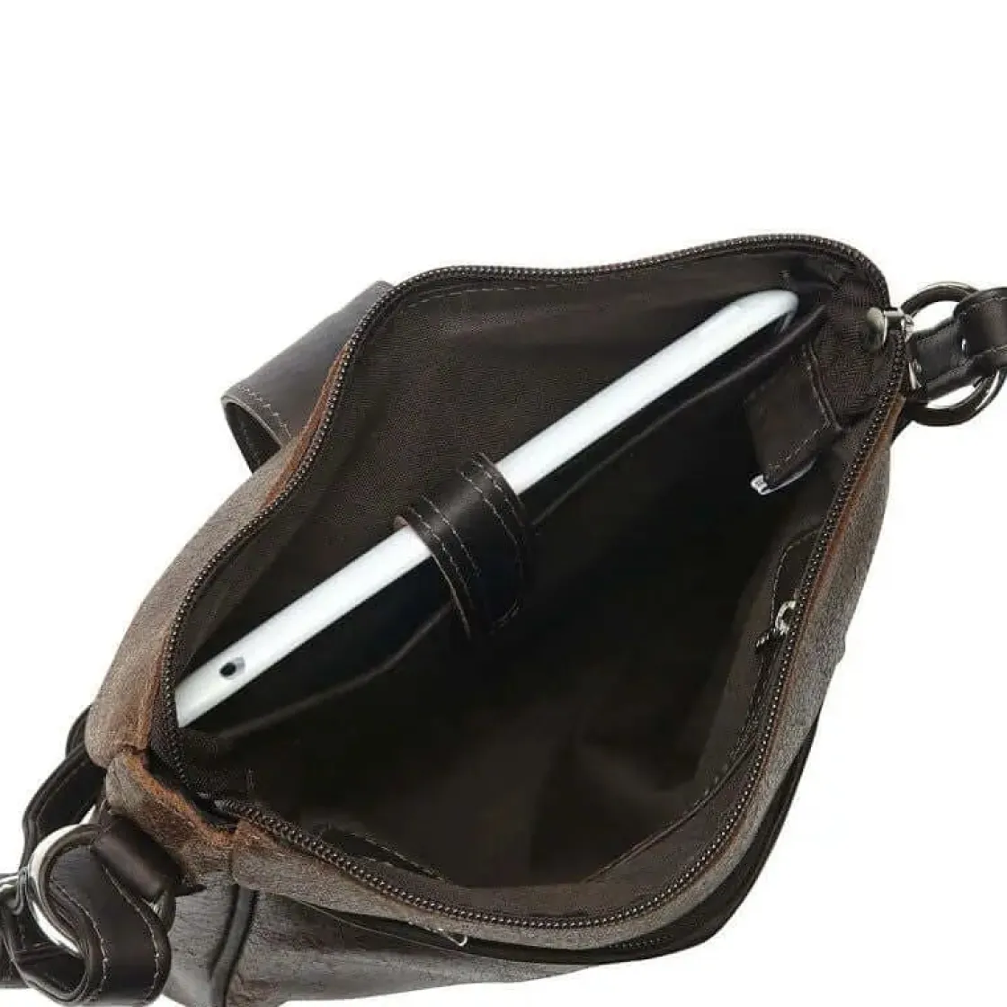 New Piel Leather Piel Vintage Leather Slim Tablet Shoulder Bag Brown