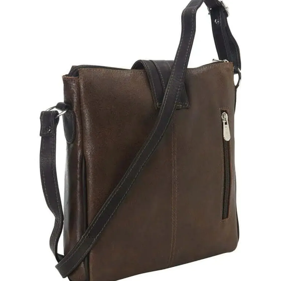 New Piel Leather Piel Vintage Leather Slim Tablet Shoulder Bag Brown